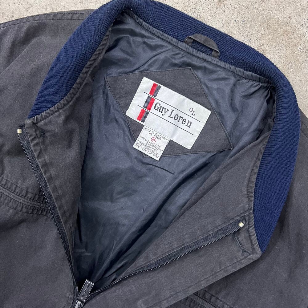 Vintage Guy Loren Black Dark Grey and Navy Bomber Jacket Harrington Southwestern - Picture 6 of 8